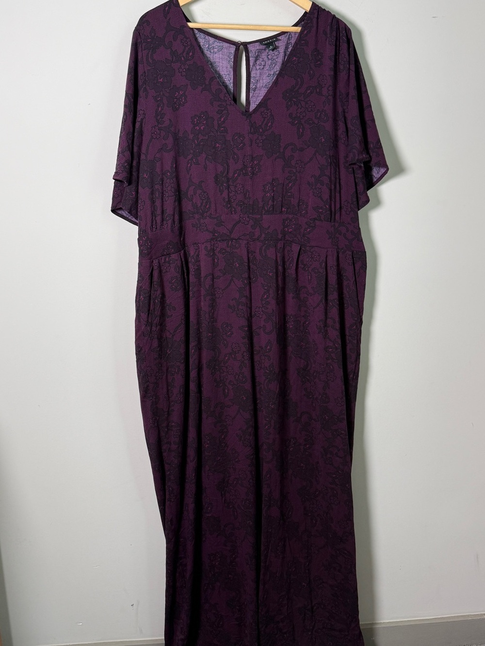 Torrid Lace Print Flutter Sleeve Jumpsuit Plum Black Plus Size 4 (3X) Witchy